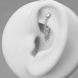 Piercing Corrente Rook Microbell Curvo Modelo 2 Aço 316L